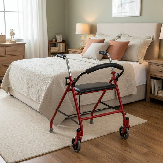 2-Wheeled Walker with Seat, Red