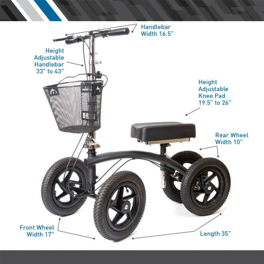 Bodymed All Terrain Knee Walker, With Four 12" Air Filled Tires, And Dual Brake,