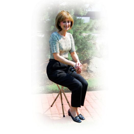 Folding Lightweight Cane Seat, Bronze, Adjustable Height
